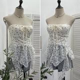 Real Shooting Lace Lace Bocardia Waistcoat Sexy With Chest Pad Irregular Ribbon Hanging Neck Sling Suit 935