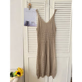 Real Shooting Korean V-Neck Knitted Sling Dress Women's New Summer Temperament Long Vest Skirt