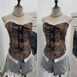 Real-Patting Hottie With Chest Pads With Bra Lace Spliced Slings Slings Women Wearing Short Tops