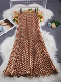Japanese And Korean Chiffon Print 100-Fold Skirt Skirt Comfortable And Leisure Slimy High-Rise Large Swing Skirt