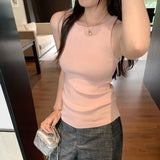 Super Fire With High-End Sense Collar Knitted Vest Women's Summer Wear 2026 New Korean Chic Small Sling Belt