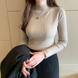 Half-High Collar Bottomed Shirt Women With Thin 2026 Spring And Autumn New Long-Sleeved Knitted Shirt Top
