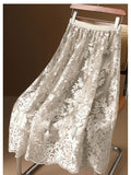 French Mesh Heavy Industry Embroidery Half Dress Woman 2025 New Autumn Egan Yarn Large Size A Word Half Skirt Long Skirt