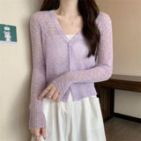 Ultra-Thin Sunscreen Knitted Small Cardigan Thin Women's Sling Skirt Burqa Spring And Autumn Ice Silk Air-Conditioning Shirt Short Coat