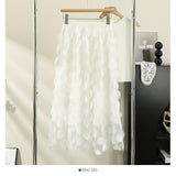 Heavy Industry Three-Dimensional Flower Mesh Yarn A-Word Half-Dress Women Autumn 2025 New Design Sense High-Rise Thin Fairy Skirt