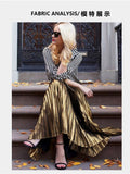 Metal-Sensitive Silk Light Skirt Stand 100-Fold Skirt Woman Long-Singed A-Shaped Skirt