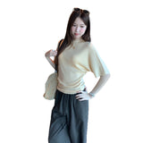 Unique Beautiful White Thin Round Collar Five-Sleeve Knitted T-Shirt For Women 2026 Summer New French Small Shirt