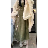 Set Women 2025 Autumn And Winter Han Series Age-Old Long-Sleeved Bottom Shirt Top Cover To Collect Waist Thin Back With Dress Two Sets