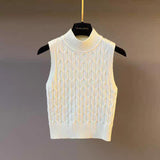 Spring And Summer New High-End Temperament Mahjong Half-High Neck Vest Knitted Knitwear