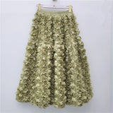 2025 New Three-Dimensional Flower Skirt Women High-Rise Thin And Fluffy Skirt In The Long Fairy Big Swing A Skirt