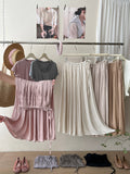 French-Style Escape Rope Island Ice Silk And Folded Skirt Women's Summer Gentle Holiday Style A Word Umbrella Skirt
