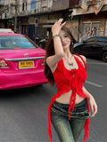 Spice Leopard Print Small Sling Female Pure Lust Wind To The Waist Alone Special To The Design Of The T-Shirt Feeling Ribbon Hanging Neck Vest