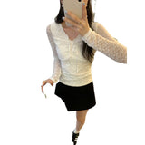 Wooden Ear Lace With V-Neck Lace In The Bottom Shirt Of The New Pure Lustful Skin T-Shirt