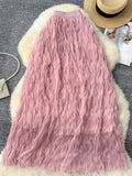 Fairy Half-Body Dress 2026 New High-End Folding Pendant Mesh Dress High Waist Thin A Word Medium Long Skirt