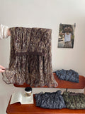 Korean Retro Relaxation Net Yarn Cashew Flower Half-Dress Girl Spring And Summer Retro Lazy Big Swing A-Word Skirt