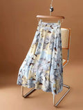 Oil Painting Style Half Dress Women's Spring And Summer 2025 New Hanging Flower Skirt High Waist Thin A Word Chiffon Skirt Long