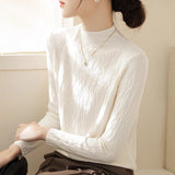 High-Grade Gray Half-High Collar Wool Texture Inside The Knitted Bottoming Shirt Women's Autumn And Winter High-End Super-Good-Looking Sweater