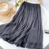 Silk Sensing Temperament Half-Dress Woman Slim Thin Long A-Dress Hanging Summer Egan Yarn Skirt