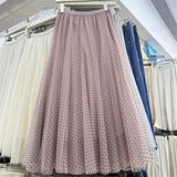 Net Yarn Half Body Cake Skirt Oversized Umbrella Skirt Long Heavy Industry Velvet Wave Point A Font Ponbo Net Yarn Skirt