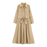 Autumn 2025 New Women's Fashion Casual Loose Silk Shirt Dress 8622654