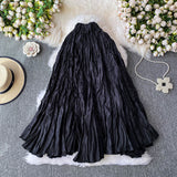 Design Sense Of Irregular Folding High Waist Half-Dress Woman 2025 Summer New Set Of Meat Display Skinny Swing Dress