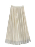 Two Sides Wearing Pit Strip Net Yarn 100-Fold Skirt 2025 Spring And Summer New Ice Silk A-Word Umbrella Skirt In The Long Skirt