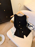 Little Xiangfeng V-Neck Knitted Sleeveless Vest Women's Autumn High-End Horse Clip Cardigan Small Back Hollow Top