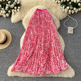 Holiday National Breeze Rheusped Flower Long Skirts Half-Dress Femininity Flalateral Lace Big Swing A Skirt Summer Autumn