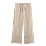 Spring 2025 New Set Women's Long-Sleeved Shirt Top Broad Leg Trousers Loose Design Sense 4786090