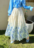 Half-Dress Casual Flowers 3D Embroidery Commuting With Long Skirts For Women