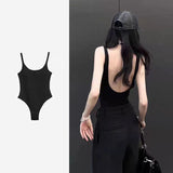 Vintage Babes Conjoined Sling Vest Woman In Summer With Beautiful Back Black Bare Back Coat Wear