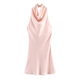 2025 Summer New Female Fashion Sexy Hot Girl Silk Lily Hanging Neck Dress 8741074