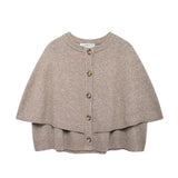 Autumn 2025 New Women's Fashion Casual Round-Collar Knitted Shawl Short Coat 2488107