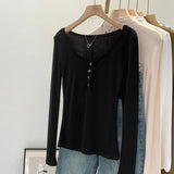 2026 Early Spring European Goods Explosion Thin Henry Inside Hit Bottom Shirt Women Spring Chic Sweet Wearing Long-Sleeved T-Shirt