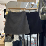 Korean Gray Hair A Word Repair Height Waist Temperament Skirt 2025 Autumn Simple Anti-Walking Short Skirt