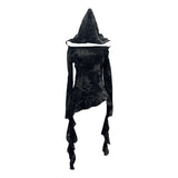 Real Shooting Niche Does Not Hit The Wasteland Hottie Wearing Hooded Holes Long Sleeves Irregular Ribbon Clothing 9297