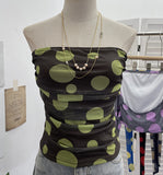 Real Shooting Holiday Storm Spot Bump Color Mesh Strapped Braped Vest Female Summer Dew Back Hottie Top 8085