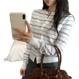 Beautiful And Beautiful Striped Knitted Cardigan Women's Autumn And Winter 2025 New Explosion With High-End Temperament Blouse