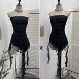 Net Yarn Printing Braid Small Sling Vest Female Niche Design Ribbon Lotus Leaf Edge Sleeveless Top 1228