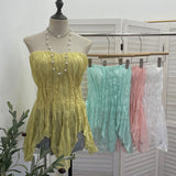 Real Shooting Holiday Style Design Sense Irregular Folded Brae Vest With Chest Cushions Sleeveless Top Woman 8880