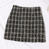 Small Scented Coarse Flowers, Lattice Half-Dress Woman 2025 Autumn And Winter New High-Waisted Thin Ass A-Word Skirt 8920