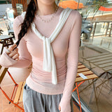 Lyselle Tians Thin Slim Long-Sleeved T-Shirt Girl Early Autumn 2025 New High-End Feel Inside The Bottom Shirt Top