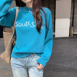 Korean Languid Wind Round Collar Collar Sweater Women 2025 New Autumn And Winter Loose Thin Knitted Shirt Top