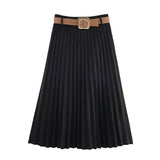 Autumn 2025 New Female Fashion Elegant Belt 100-Folded Skirt 30462666