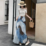 Vintage Tie-Dye Fishtail Skirt Half-Dress Girl Summer 2026 New Slimy-Skinny A-Word Ass Long Skirt