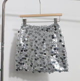 Real Shooting Heavy Industry Glitter Bling Bling Dress Babes Night Shop High-Waisted Ass A Short Skirt 1029