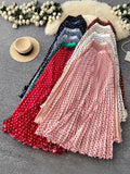 Korean Version Of The Wave Point 100 Folded Skirt Elegant Half Dress Women High Waist Thin A Word Long Dress Commuted Temperament Skirt