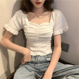 Summer 2025 New Retro French Blouse Collared Care Machine Slim Thin Short-Sleeved Knitwear Woman