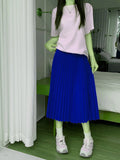 Fashion Simple Multi-Color New Bony Skirt Skirt Women High Waist Thin Solid Color Hanging Long Folded Skirt