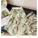 2025 New French Heavy-Bry Light Slative Three-Dimensional Flower Mesh Dress Women High-Waist A Word Loose Umbrella Skirt